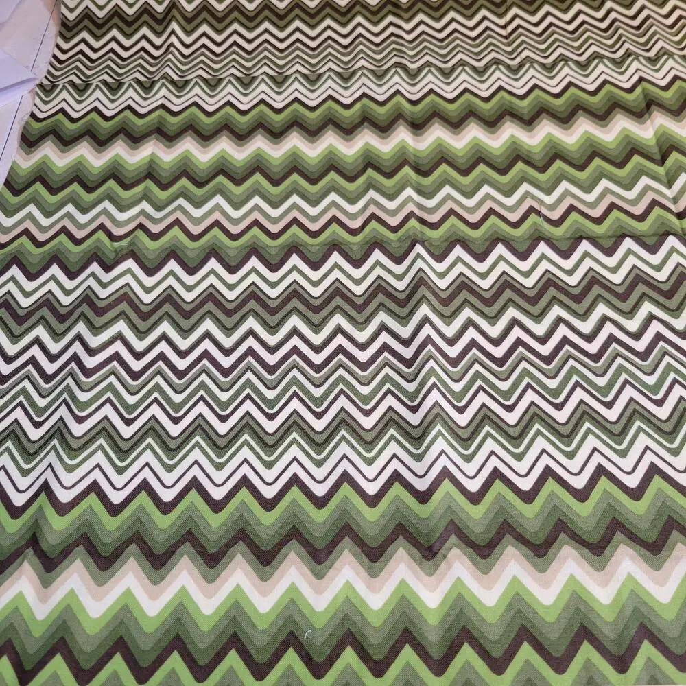 Cotton Fabric Green Brown Chevron Elizabeth Caldwell Garden Walk 1yd x 44”